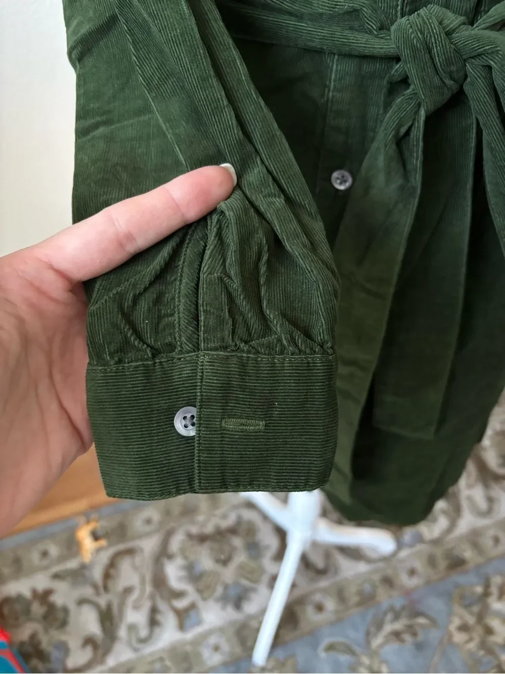 J. Crew Forest Green Button-Front Mini Shirt Dress Size 0